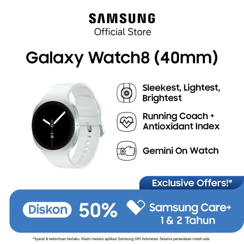 Samsung Galaxy Watch8 40mm - Silver | Bluetooth | Smart watch AI | Prosesor 3nm | Sleep Coaching