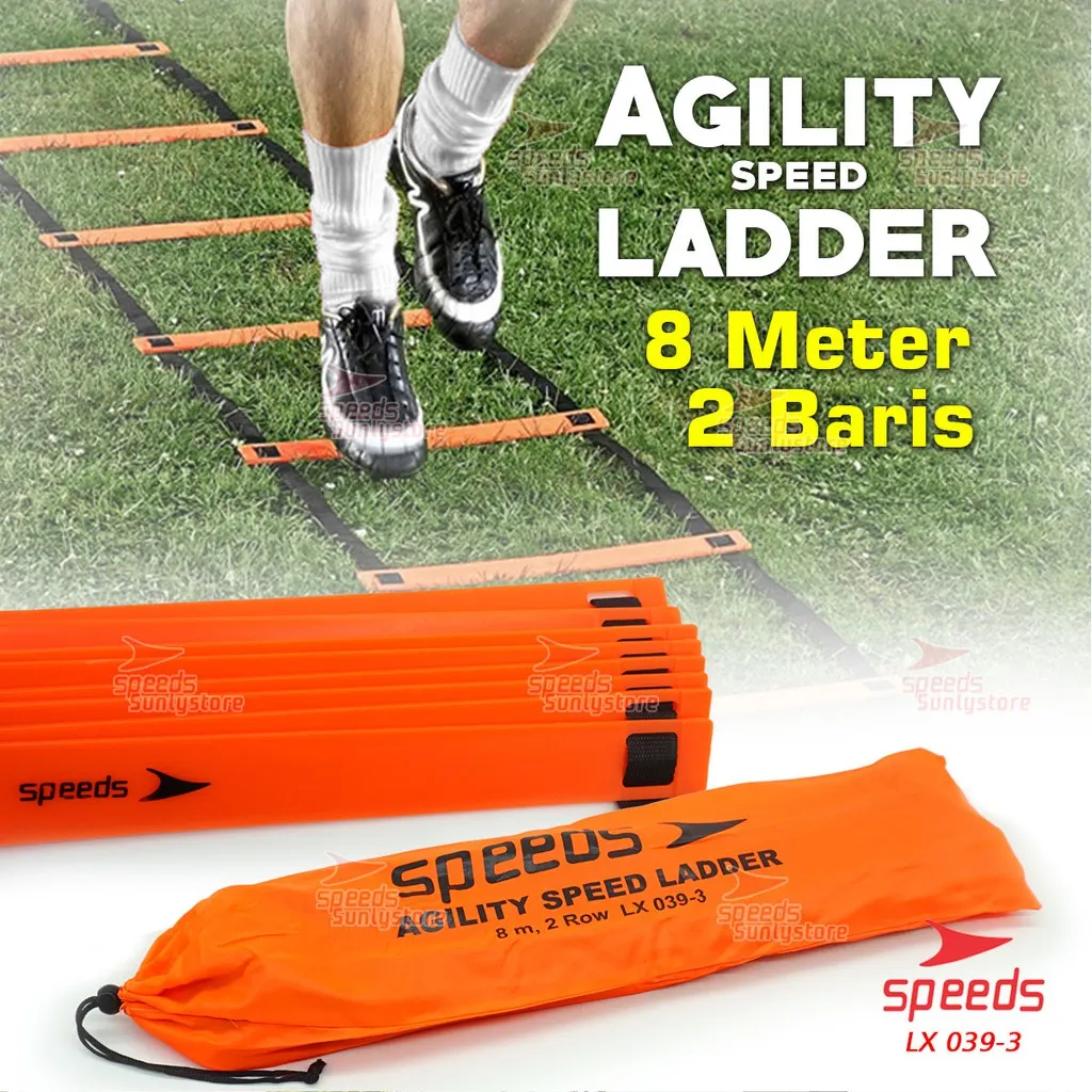 SPEEDS Agility Speed Ladder Drills training Tangga Kelincahan Ketangkasan 8m Latihan Atlit Tangkas 039-3