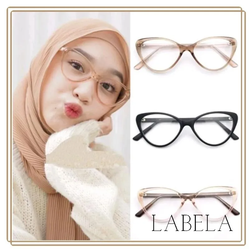 Labela - kacamata cat Eye 1052 bisa ganti lensa minus normal clynder | kacamata pitaloka potokromik