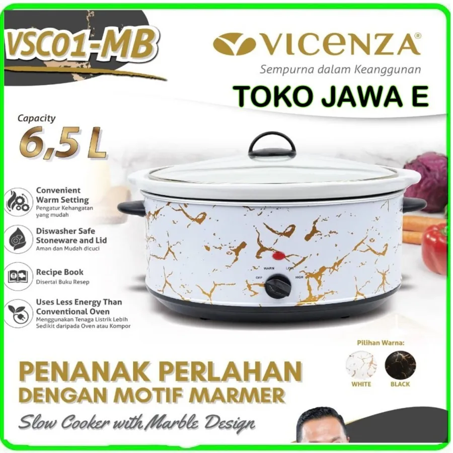 SLOW COOKER VICENZA VSC01 MB MOTIF BARU MARMER - Kapasitas 6,5 Liter