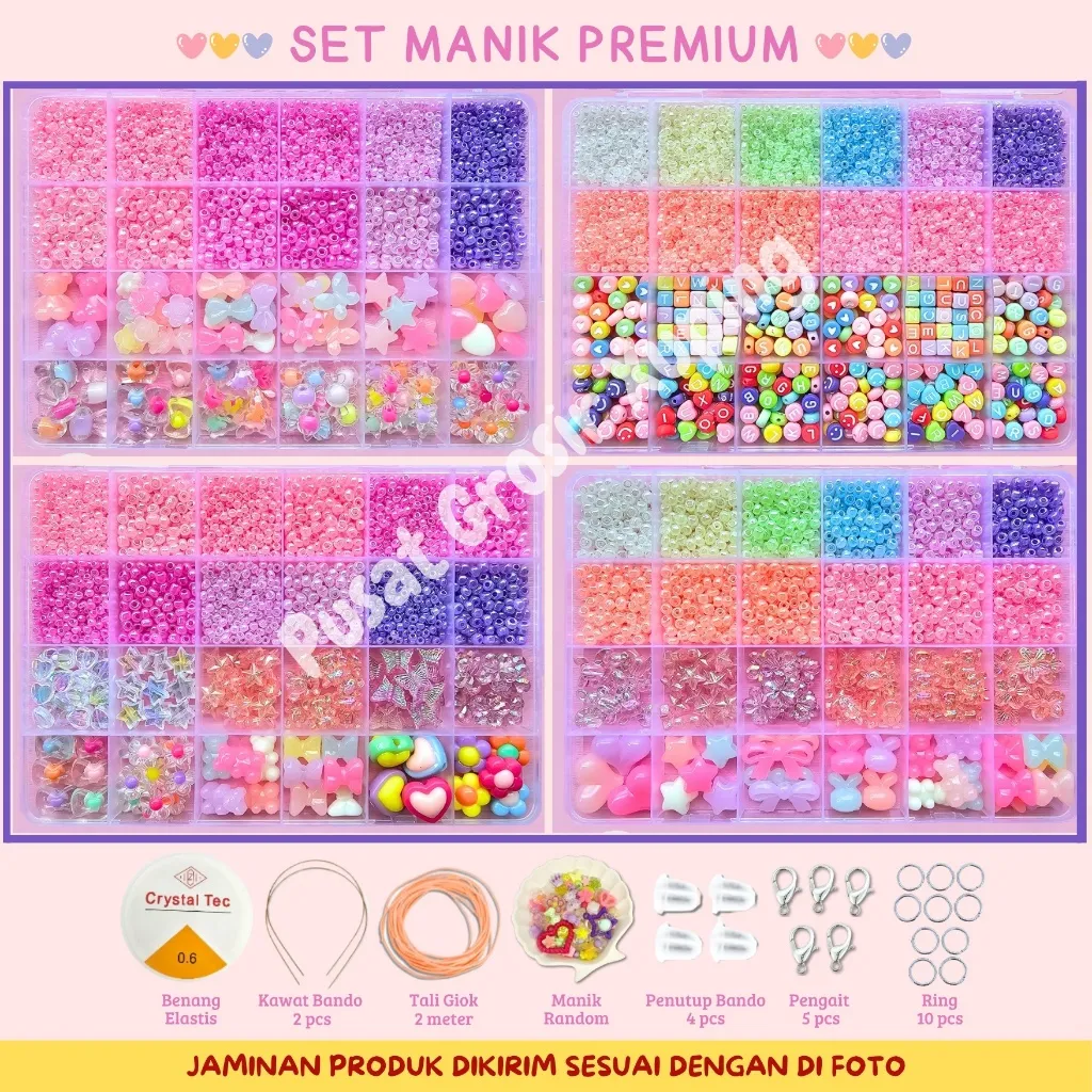 PGX - DIY Craft Kit Gelang Manik Manik Aesthetic - Manik Manik Pasir 1 Box Lengkap - Mainan Edukasi Anak Perempuan - SM016
