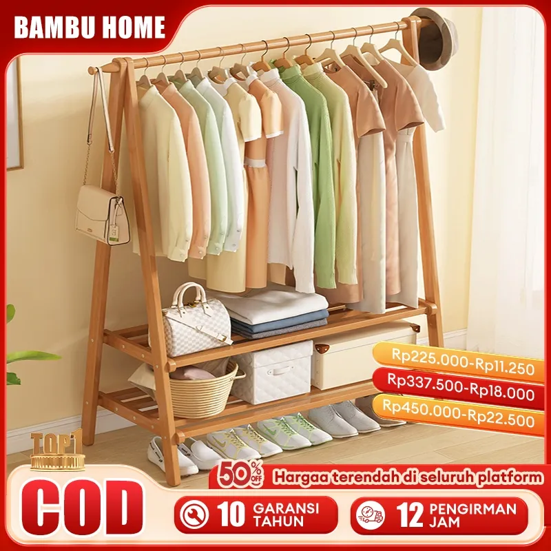 Gantungan Baju Lipat Portabel  Stand Kuat Penghemat Ruang Untuk Kamar & Kos​