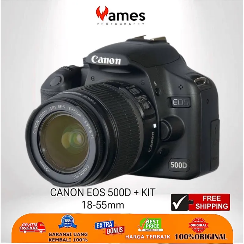 CANON 500D Lensa Kit 18-55mm Kamera DSLR Bergaransi - VG -Likenew