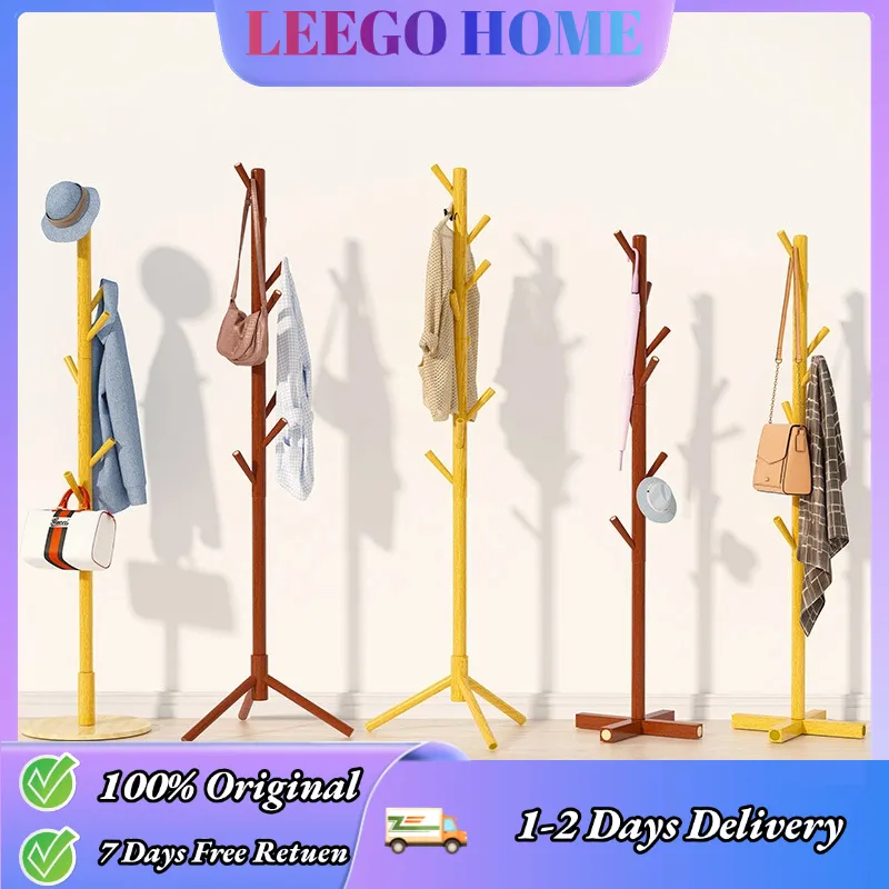 LeeGo Gantungan Baju Rak Baju Gantungan Berdiri Bag Hanger Stand Hanger topi Berdiri Gantungan Tas/ Gantungan Serbaguna/Kayu Multifungsi Gantungan Baju