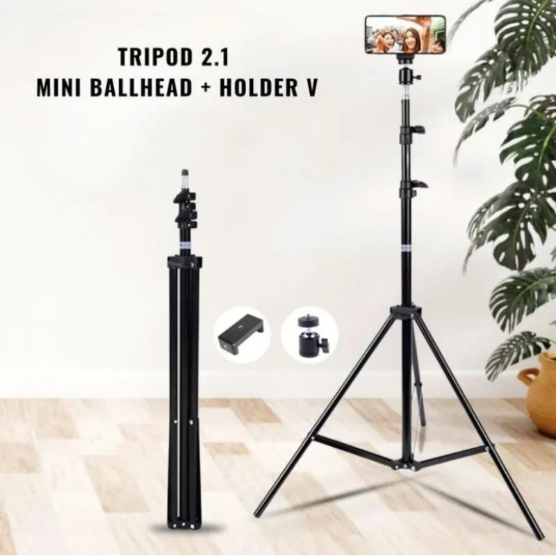 Tripod Handphone 2 Meter Bonus Holder + Ballhead Tripod Konten Sosmed Video Tripod Panjang COD