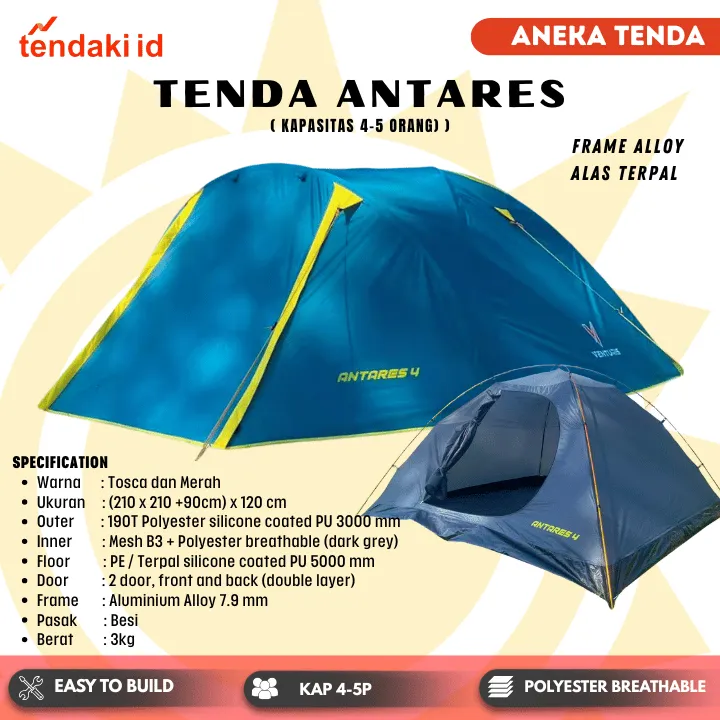 Tenda Camping LWY COMPASS 2p - Tenda Alloy Kapasitas 2-3 Orang Double Layer - Tenda Camping