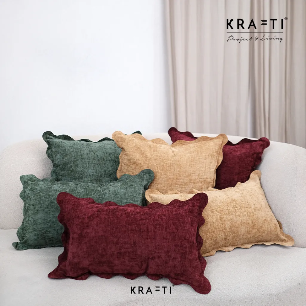 Krafti Project & Living - Scallop Pillow / Bantal Sofa / Bantal 30x50 cm / Bantal 45x45 / Sarung Bantal Sofa / Bantal Premium