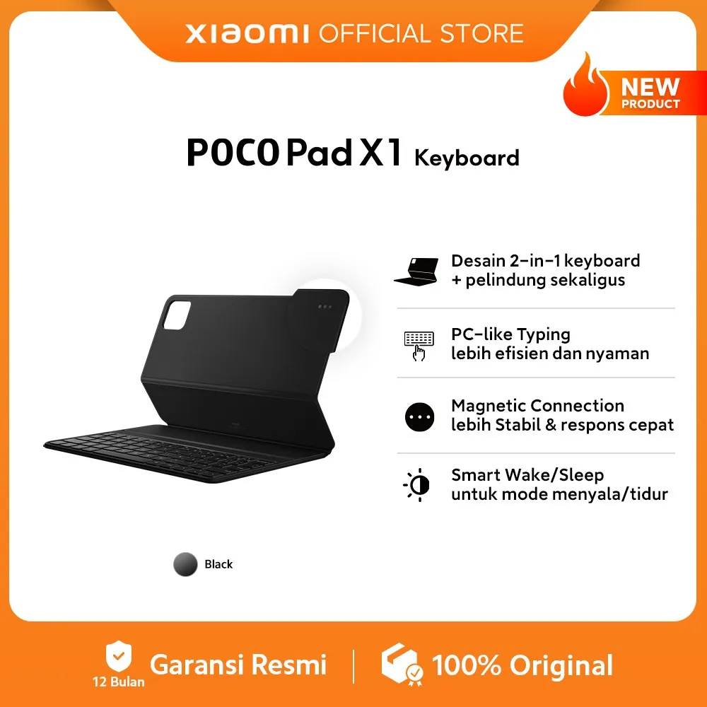 POCO Pad X1 Keyboard | Desain 2-in-1 keyboard + pelindung sekaligus | PC-like Typing lebih efisien dan nyaman | Magnetic Connection lebih Stabil & respons cepat | Smart Wake/Sleep untuk mode menyala/tidur [Official Store]