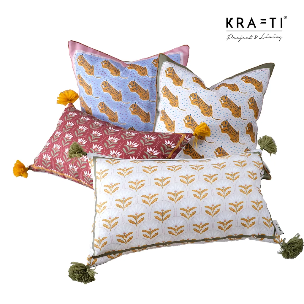 Krafti Project & Living - Seza Tiger Pillow / Bantal Sofa / Bantal 30x50 / Bantal 45x45 / Bantal Ruang Tamu / Bantal Villa / Bantal Stripes -/ Bantal Tiger / Bantal boho / Bantal Sofa Premium
