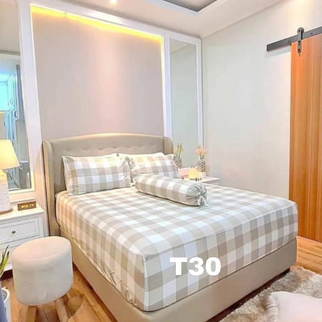 SEPREI DOUBLE KARET T 30CM | SEPREI ANTI GESER AESTHETIC | FREE SARUNG BANTAL & SARUNG GULING
