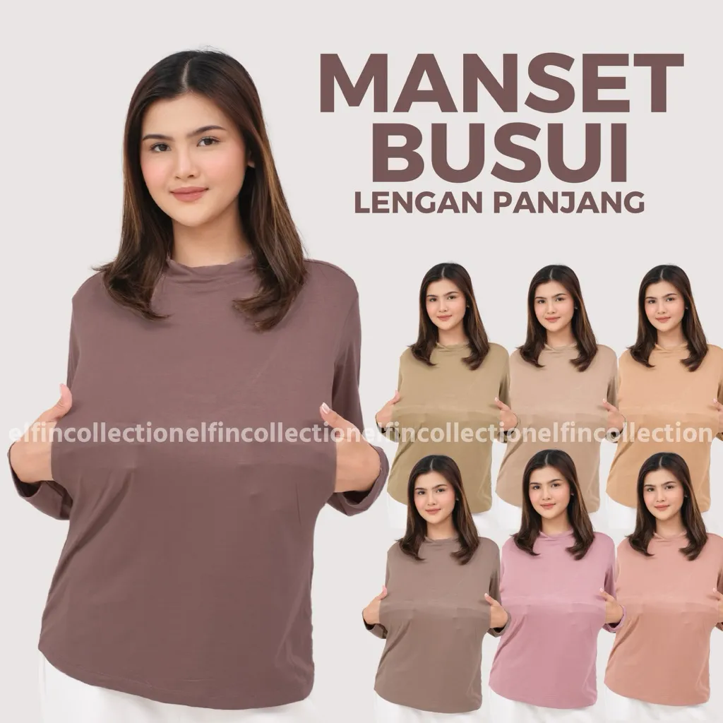 Manset Busui Lengan Panjang Turtleneck | Inner Baju Ibu Menyusui Kaos Rayon Premium | Nursing Innerwear | Manset Baju Busui