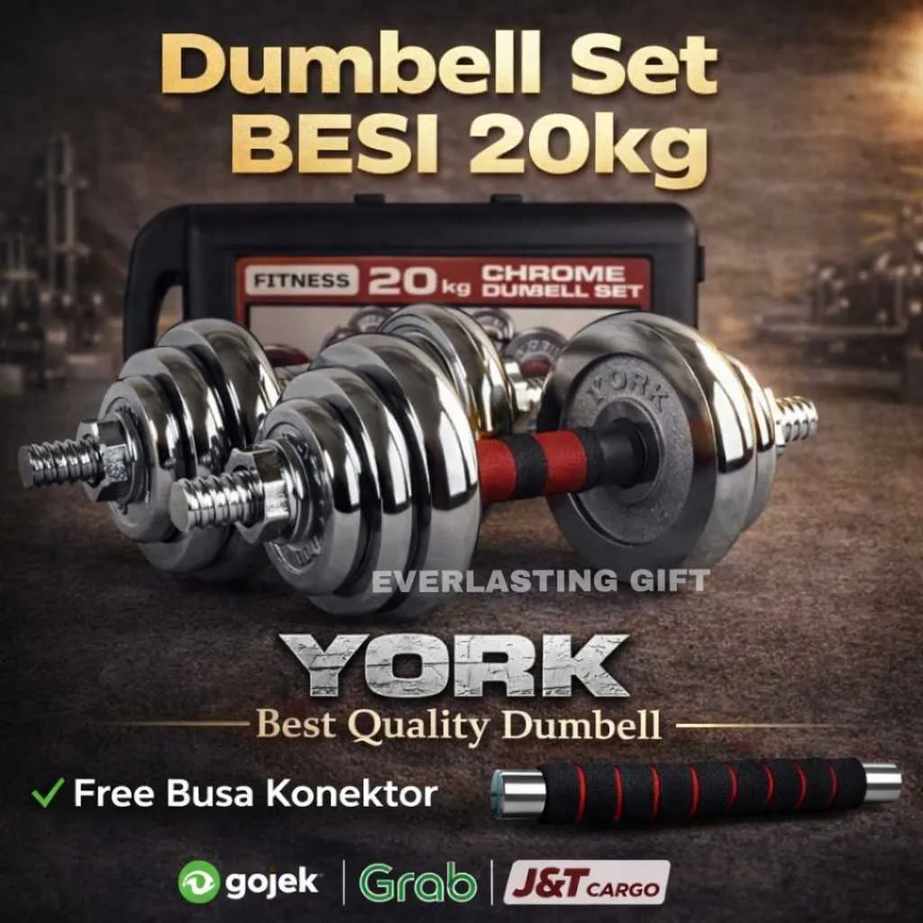 Dumbell Barbel Set Box Full Chrome 20kg Jaminan Termurah