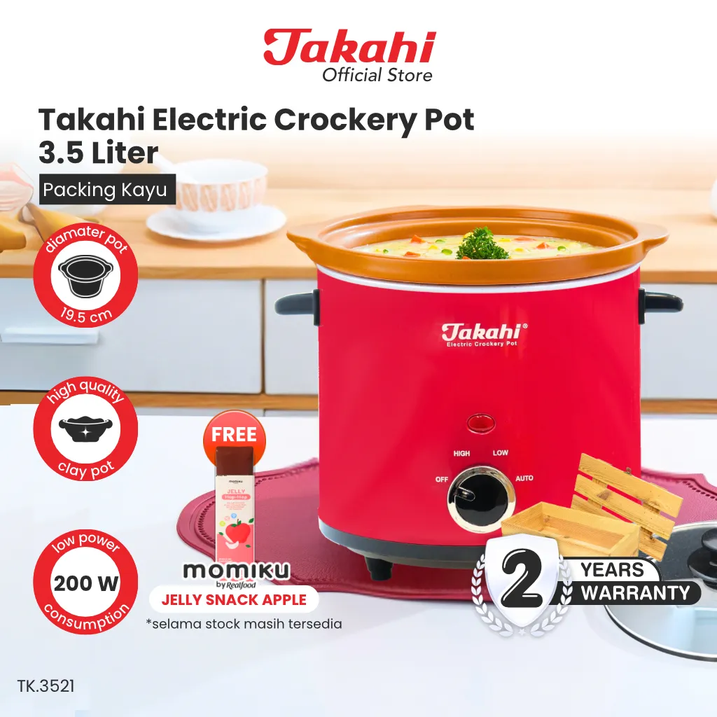 [ONLY REGULER/HEMATKARGO] Takahi Electric Crockery Pot 3,5 Liter | (INCLUDE PALET) | Slow Cooker