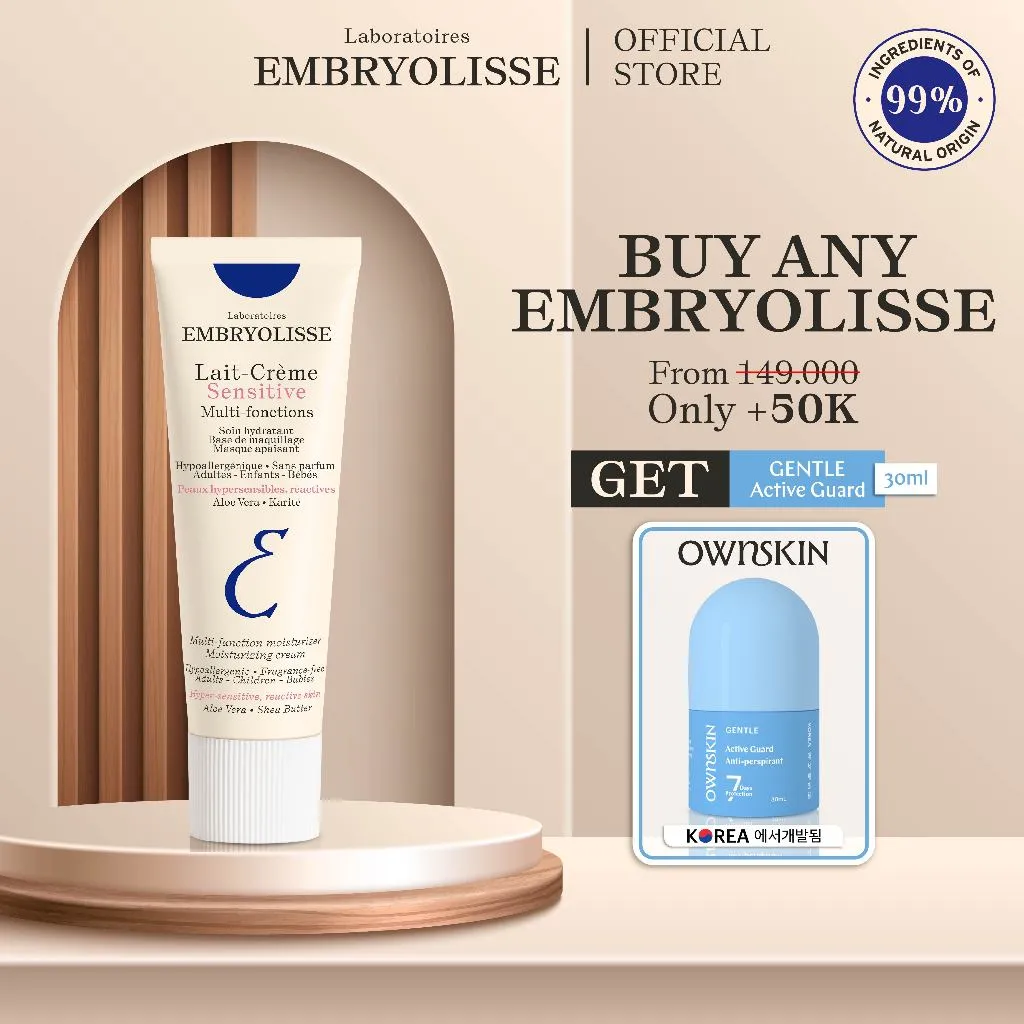 Embryolisse Lait-Creme Sensitive 30ml 7 IN 1 Pelembab Moisturizer Wajah Makeup Cleanser Remover Makeup Base Primer Masker Wajah