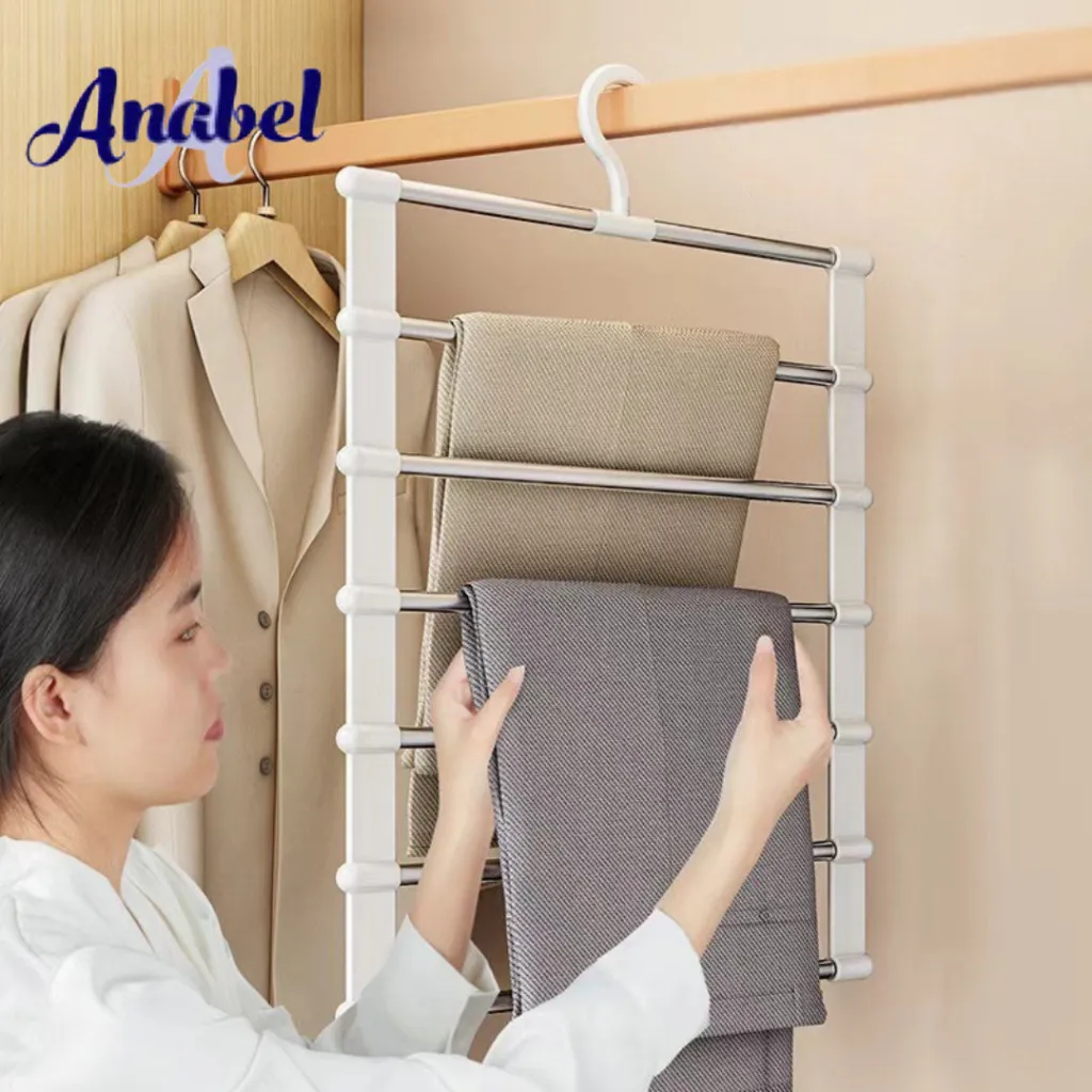 7in 1 Gantungan Baju Model Tangga / Hanger Pakaian Celana Jilbab Multifungsi Desain Minimalis