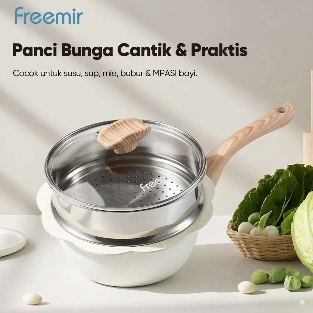 Special freemir Panci MPASI Bunga Sakura Pink Series  20cm Foodgrade Cocok untuk MPASI Anti Lengket