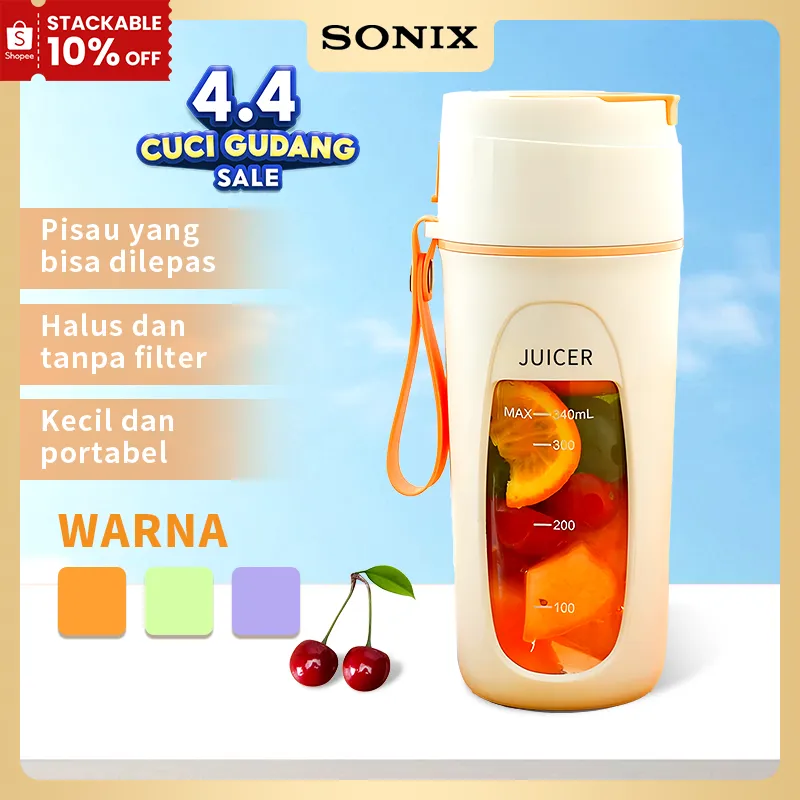 Sonix Basic Portable Mini Juice Cup SJC01 Blender Juicer Portable Usb Rechargeable Ice Crusher 400ML Mesin Jus Multifungsi