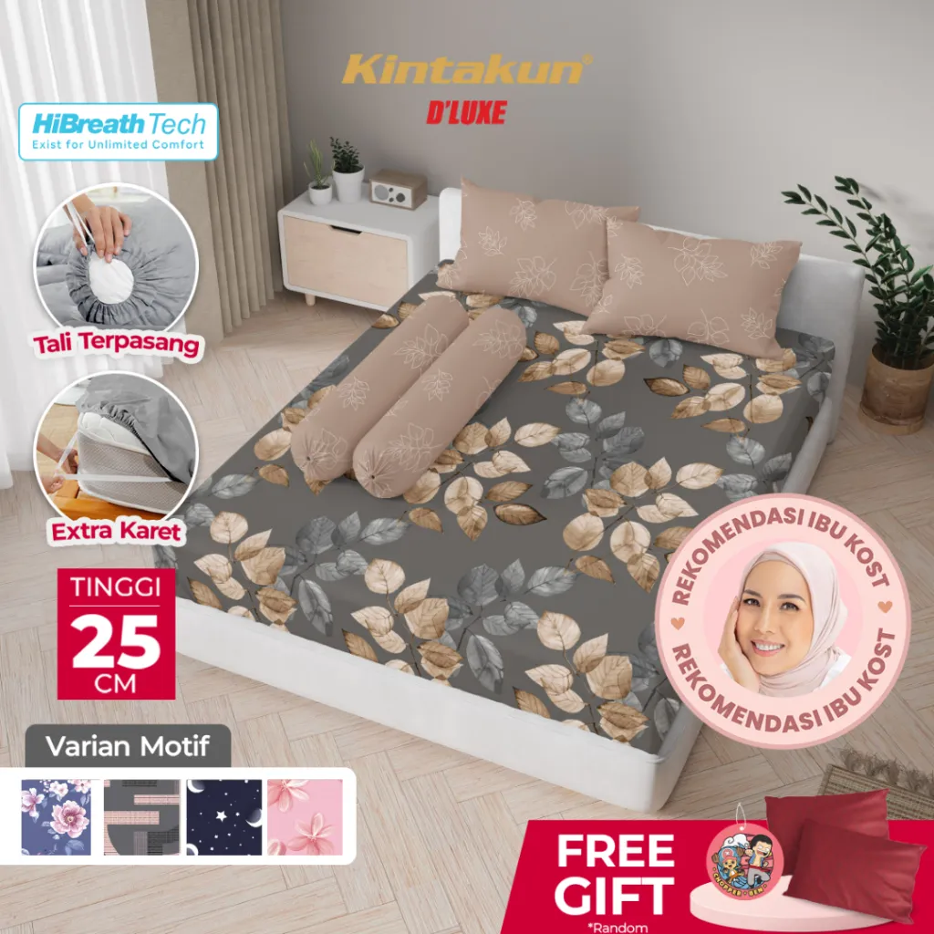 Kintakun Sprei Set Fitted 120/160/180 DLUXE Aesthetic Minimalis Microtex Tinggi 25cm B2 Multivarian