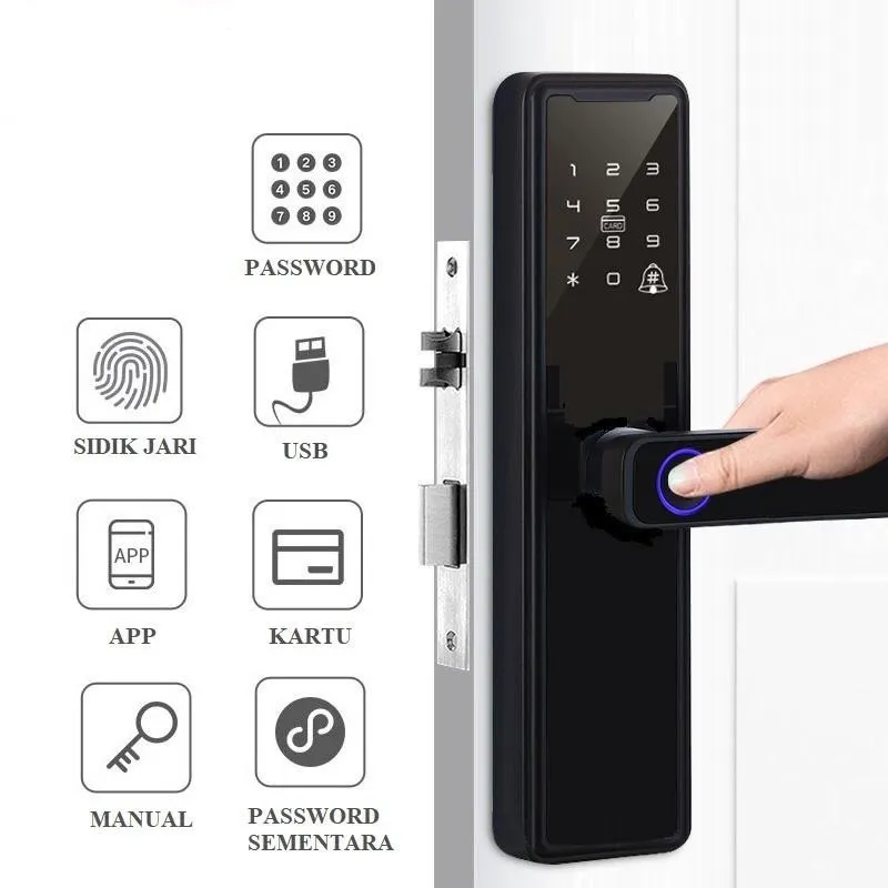 KUNCI SMARTDOOR LOCK / KUNCI PINTU HANDLE PASSWORD FINGER PRINT / SMART HOME / kunci sidik jari