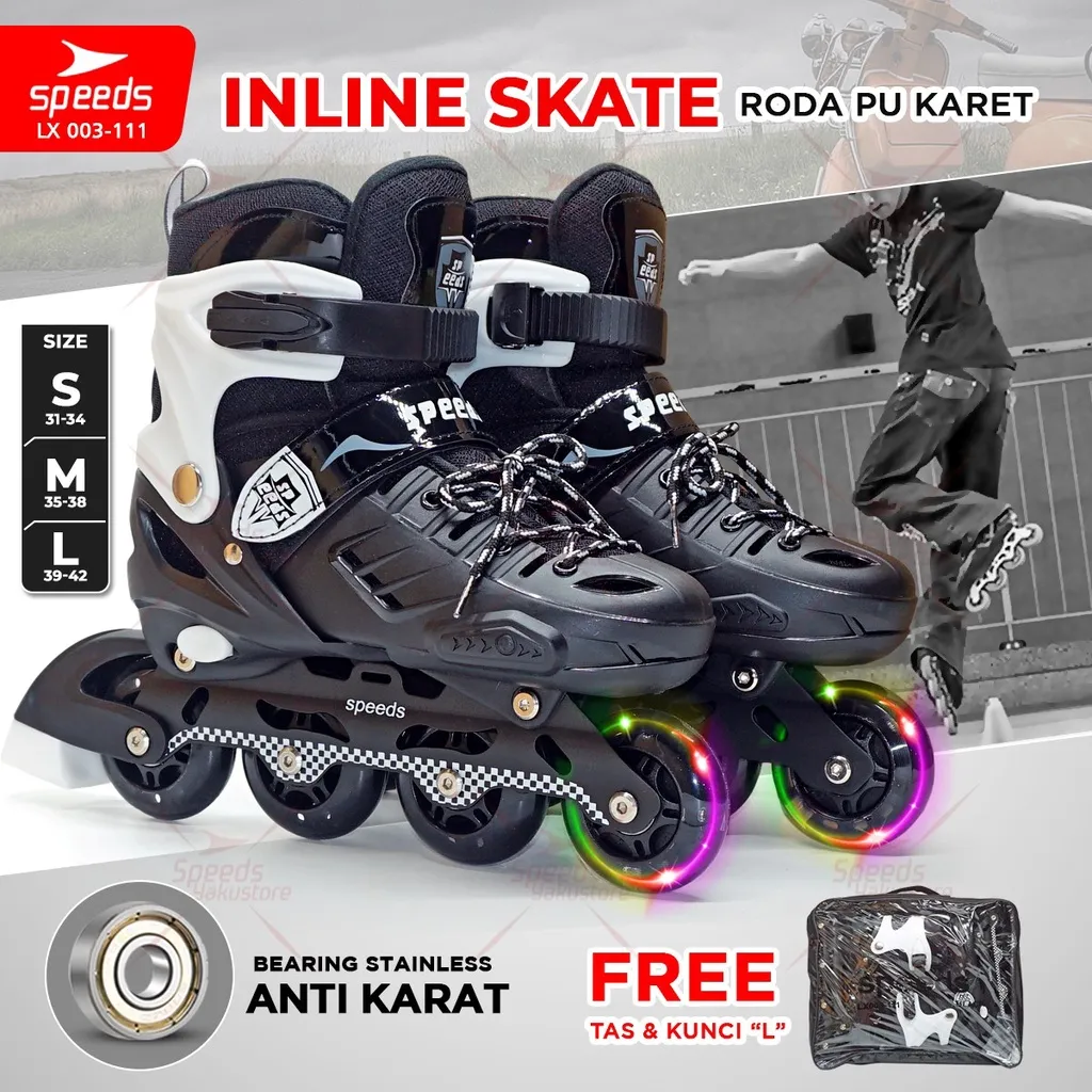 SPEEDS Sepatu Roda Anak Remaja Dewasa Roller Skate Inline Roda Full Karet Mode Bajaj 003-111