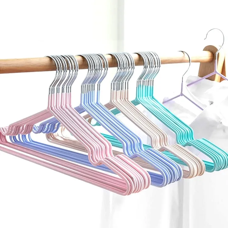 HANGER STAINLESS WARNA WARNI TEBAL ISI 10 HANGER SULTAN GANTUNGAN BAJU KAOS KEMEJA
