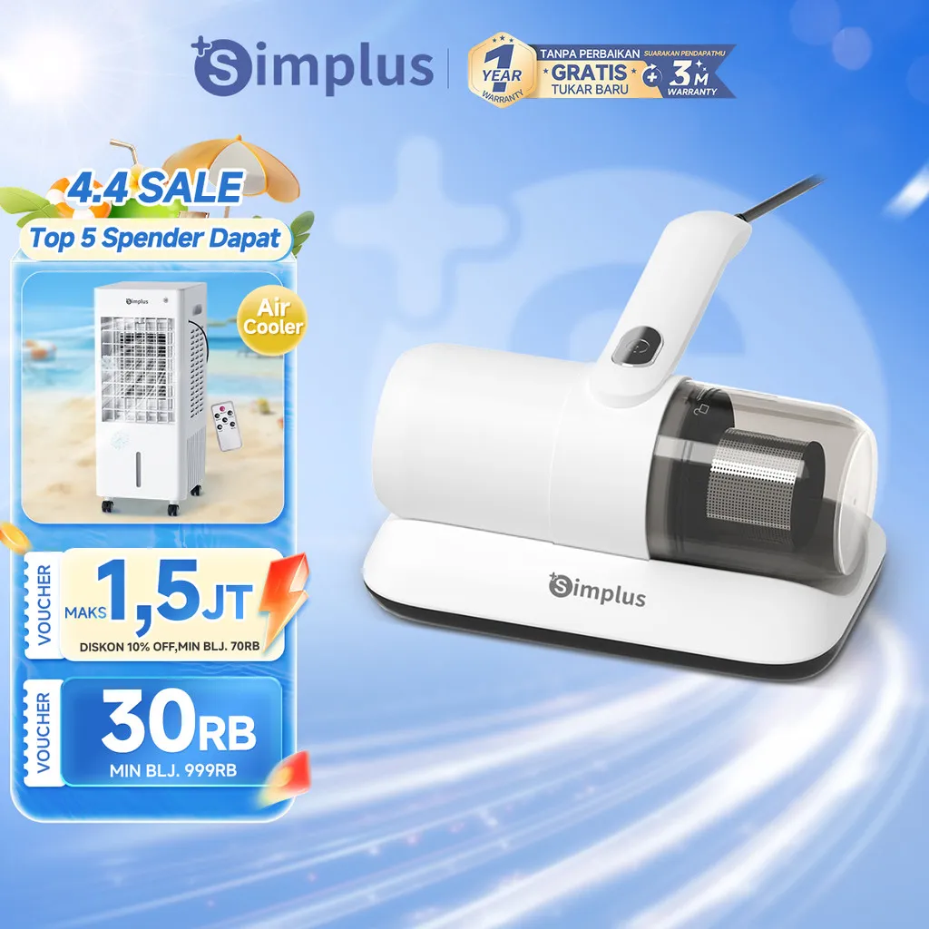 Simplus Pembasmi Tungau 14000Pa Vakum Penghilang Tungau Frekuensi Tinggi Penyedot Debu Kasur