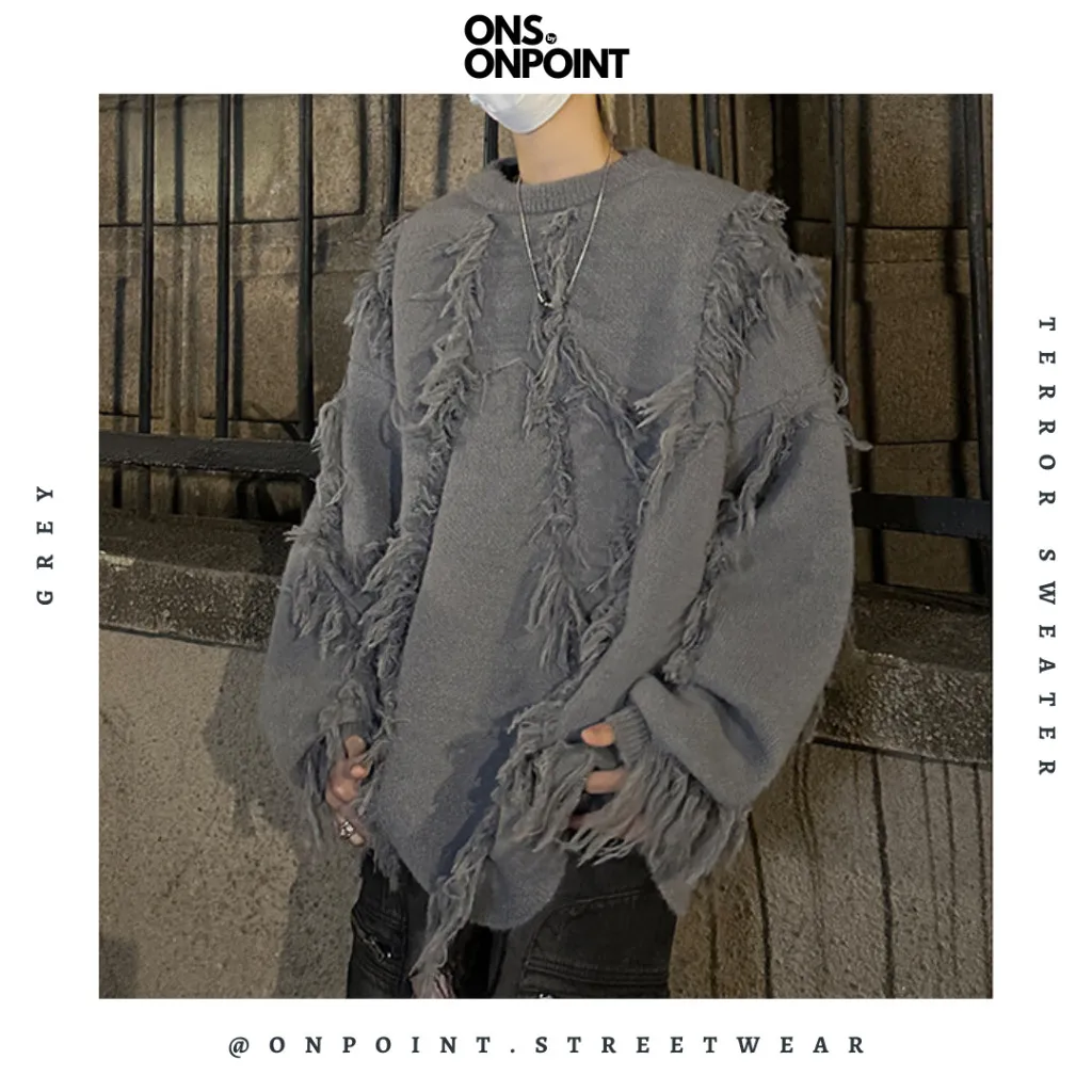 [ONS BY ONPOINT] Terror Sweater - sweatshirt pria distro sweater pria oversize sweater pria keren crewneck pria oversize baju korea pria lengan panjang hip hop streetwear sweatshirt pria