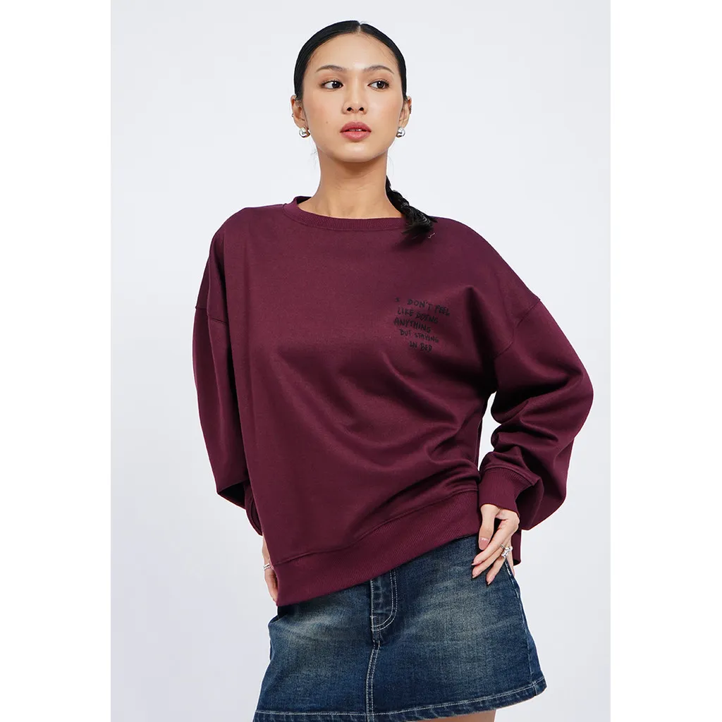 COLORBOX Oversized Long Sleeve Sweatshirt Wine