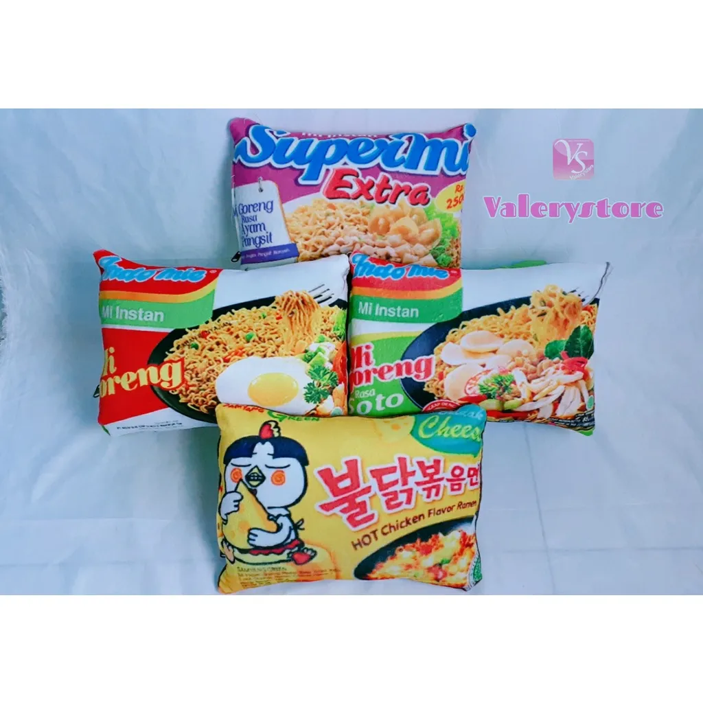 BANTAL SNACK MOTIF MIE BAHAN SATIN UKURAN 30X40 dan 40X60