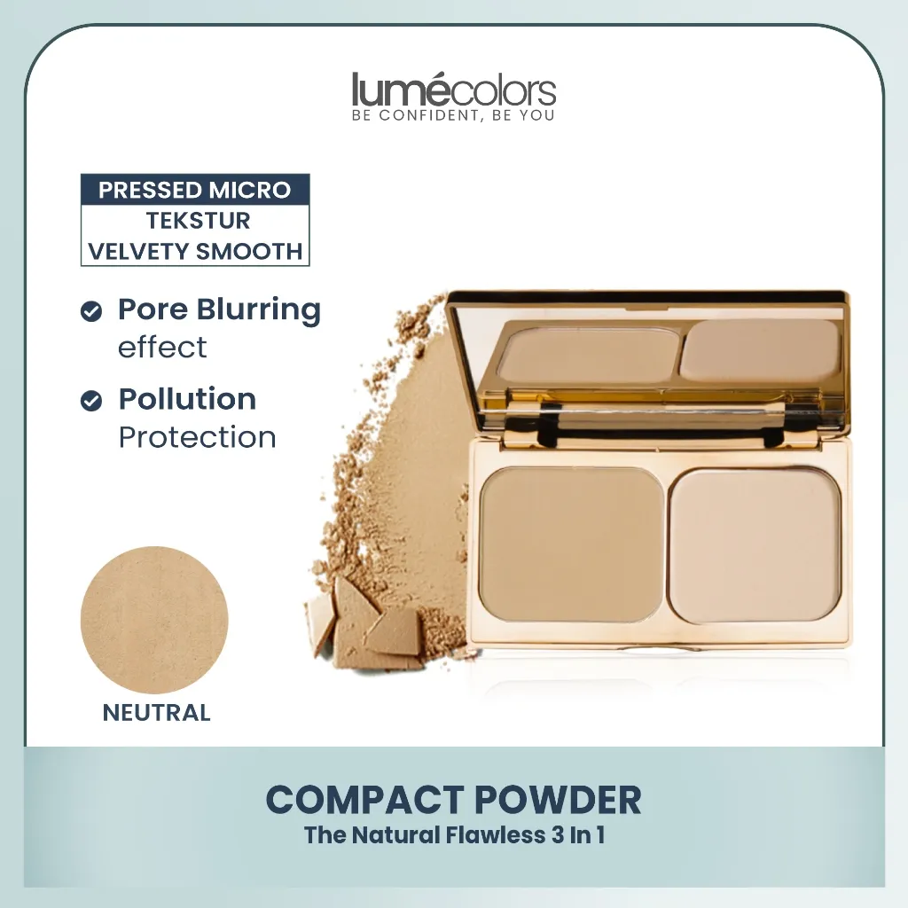 Lumecolors Compact Powder 10gr | Bedak Padat Bertahan Hingga 16 Jam | Shade Neutral