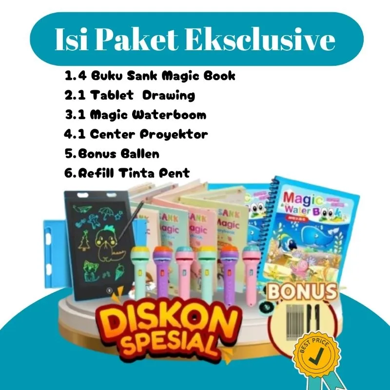 (PROMO) COD PAKET EXCLUSIVE Mainan Edukasi Belajar Anak Cerdas Paket lengkap Toy SANK MAGICBOOK isi 6 Paket