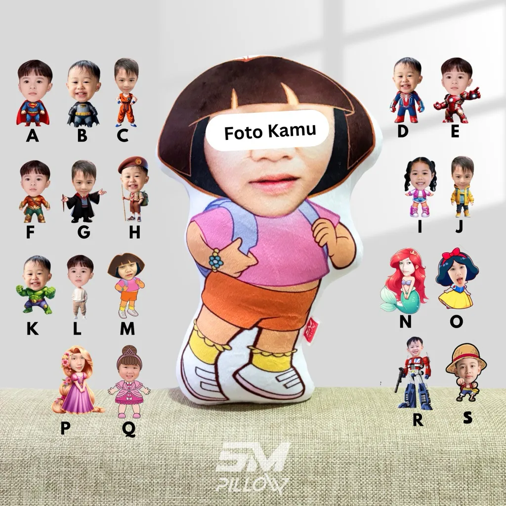 Bantal Custom Boneka Karakter size M 40cm