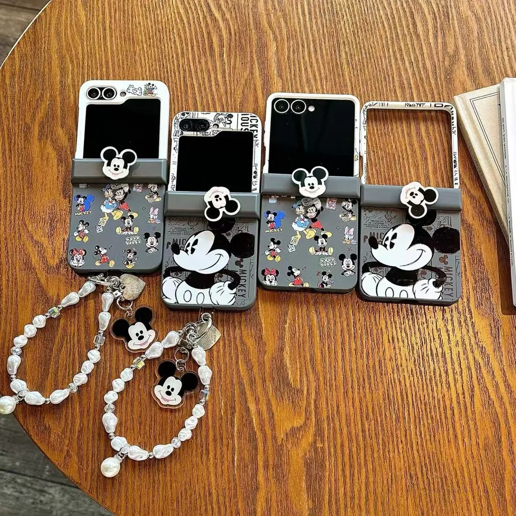 New Case Samsung Zflip7 Mickey Mouse Head Bisa Diputar Pelindung Lipatan Hinge Mickeymouse Cartoon With Chain Charm Strap Cute Keren TPU Casing Hp For Samsung Z Flip 7 6 5 4 3 Lucu Z FLIP 6 Z FLIP 5 Z FLIP 7 ZFLIP7 ZFLIP6 ZFLIP5 ZFLIP4 ZFLIP3 ZFLIP7FE
