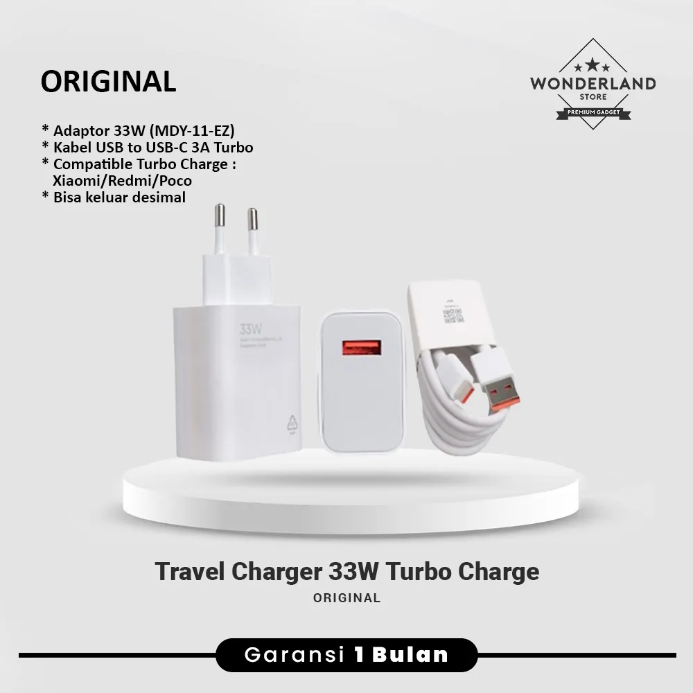 Xiaomi Charger 33W 67W 120W Turbo Charger Kabel Data 3A 6A Turbo Charge Hyper Charge Dart Charger Xiaomi 33W - Wonderland Store