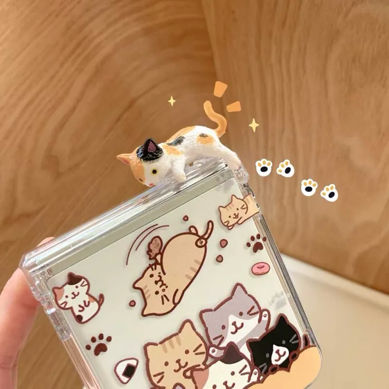 New Case Zflip7 Cute Kitten Cat Fuku Fuku Friends Hippers Cardpocket Tempat Kartu With Chain Gantungan Hp Keren Imut Viral Murah TPU Casing For Samsung Z Flip 6 5 4 3 Lucu Z FLIP 6 Z FLIP 5 Z FLIP 4 Z FLIP 3 ZFLIP6 ZFLIP5 ZFLIP4 ZFLIP3