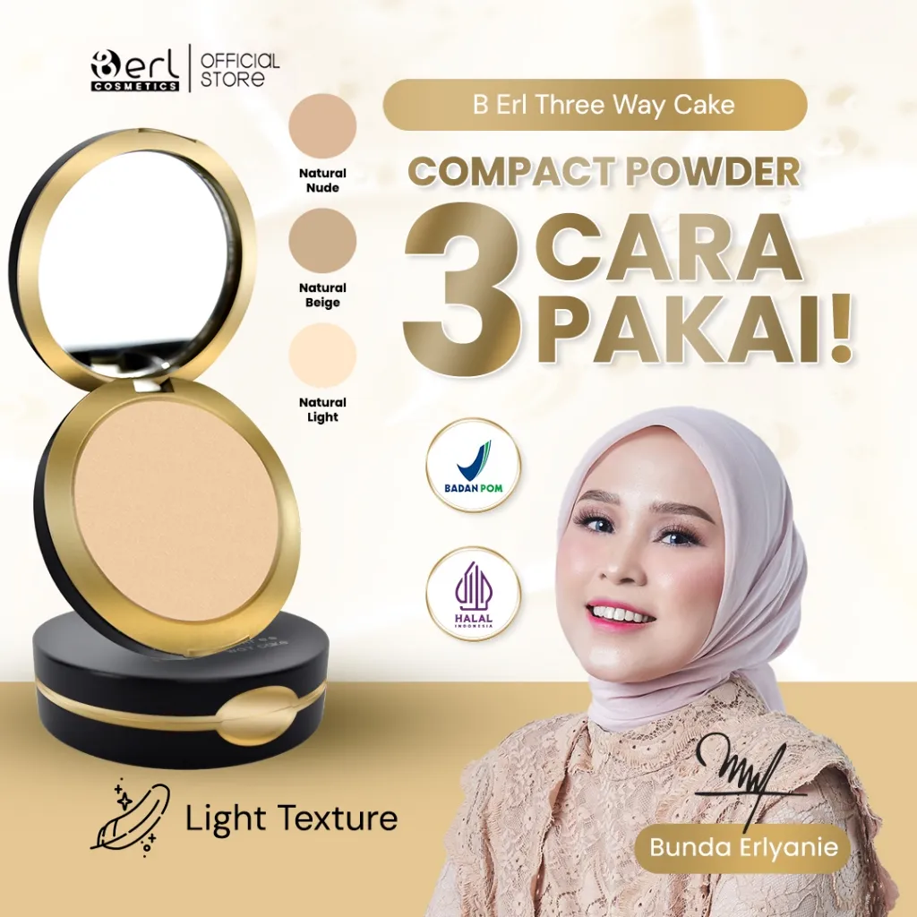 B ERL Three Way Cake Loose Compact Powder - Bedak Wajah - Makeup Wajah by Berl Cosmetics