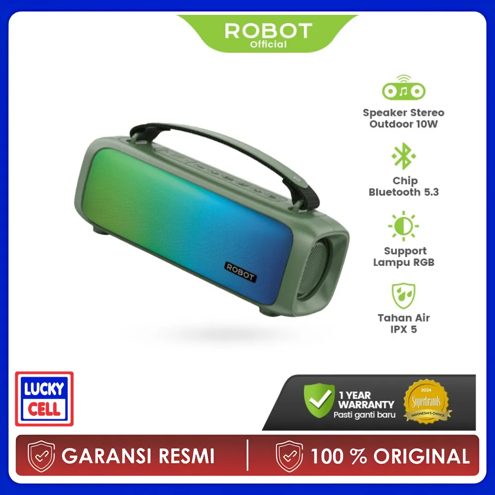 Robot Speaker Bluetooth Bass Outdoor RGB Waterproof IPX5 Bluetooth 5.3 1500mAh Speaker TWS RB570 Original - Garansi 1 Tahun Lucky Cell Aksesoris