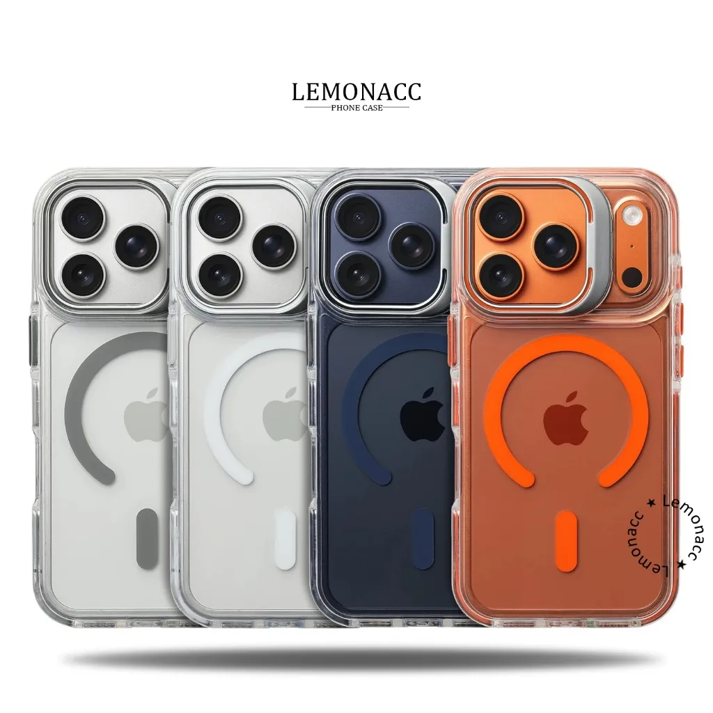 MUM Case Iphone With Standable Camera - Crystal Clear Magnetic Magsafe – Hardcase / Casing Hp Compatible For Iphone 11 12 13 14 15 16 17 17AIR Pro Promax Full Cover Casing Pelindung Handphone RCI551