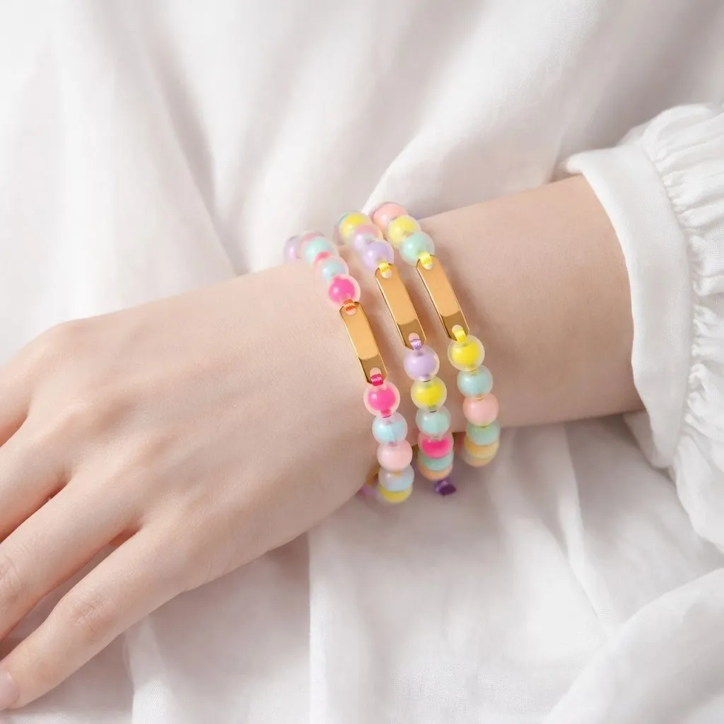 Gelang Emas Anak Candy Pop - Plat Emas Panjang Bisa Custom Tulisan - Gelang Tali Emas - Toko Emas Gadjah