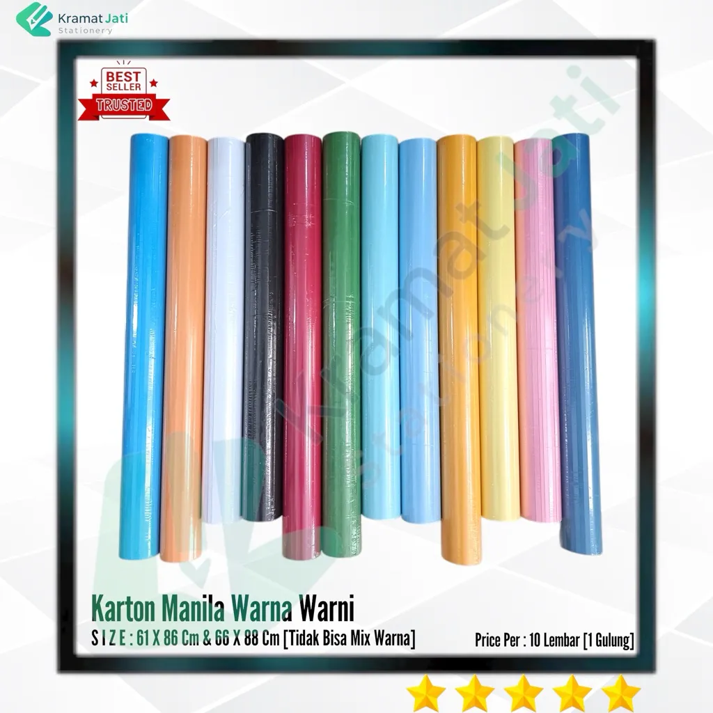 Kertas Karton Manila Warna Isi 10 Lembar [1 Gulung]
