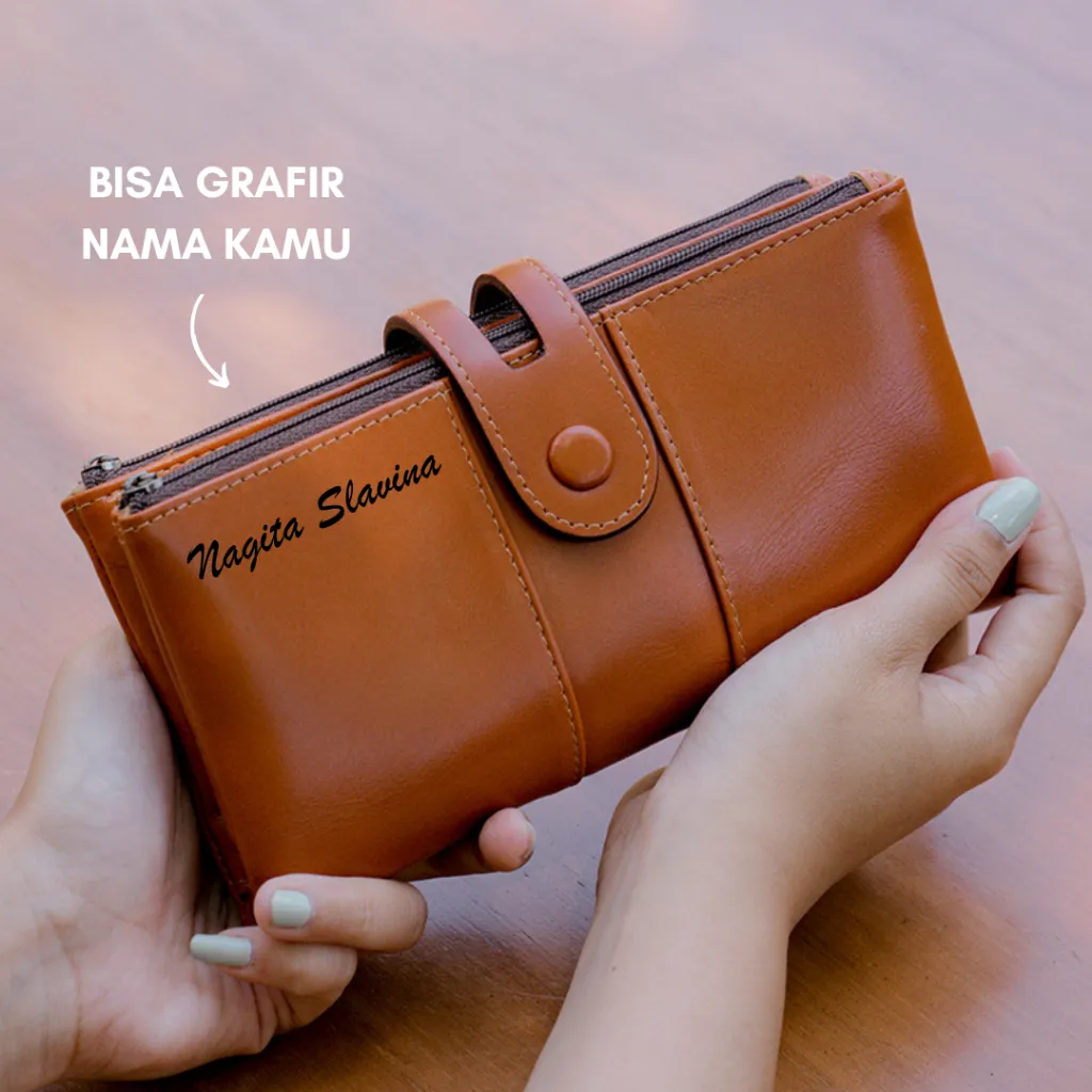 Dompet Panjang Kulit Wanita Alona Geisha Wallet Branded Original Kulit Sapi Asli Premium