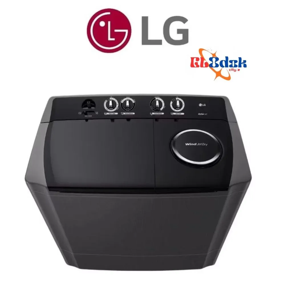 MESIN CUCI LG WARNA (MIDDLE BLACK) 2 TABUNG  P1800RTM (18Kg), P1700RT (17Kg), P1500RTM (15Kg), P1400RTM (14Kg), P1000RTM/RT (10Kg) - Garansi Resmi