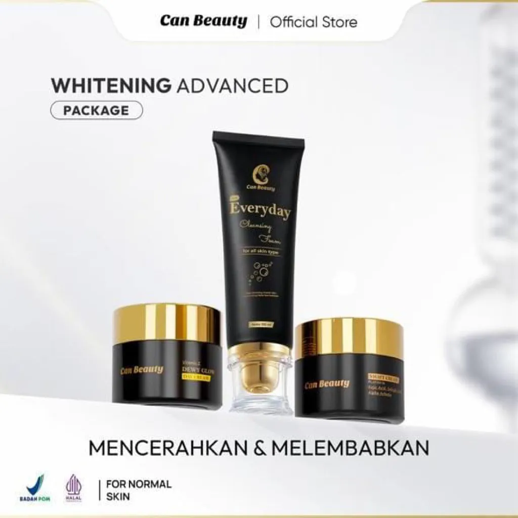 CAN BEAUTY Paket Advance dapet 3 produk (Facial wash,Day cream dan Ninght cream BPOM-Mencerahkan -Memudarkan flek
