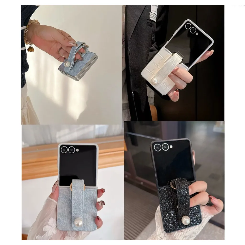 New Case Samsung Zflip7 Handstrap Bahan Jeans Kulit Leather Diamond Glitter Strap Holder Pretty Mewah Imut TPU Casing Hp For Samsung Z Flip 7 6 5 4 3 Lucu Z FLIP 6 Z FLIP 5 Z FLIP 7 ZFLIP7 ZFLIP6 ZFLIP5 ZFLIP4 ZFLIP3 ZFLIP7FE Oppo Find N3 Flip