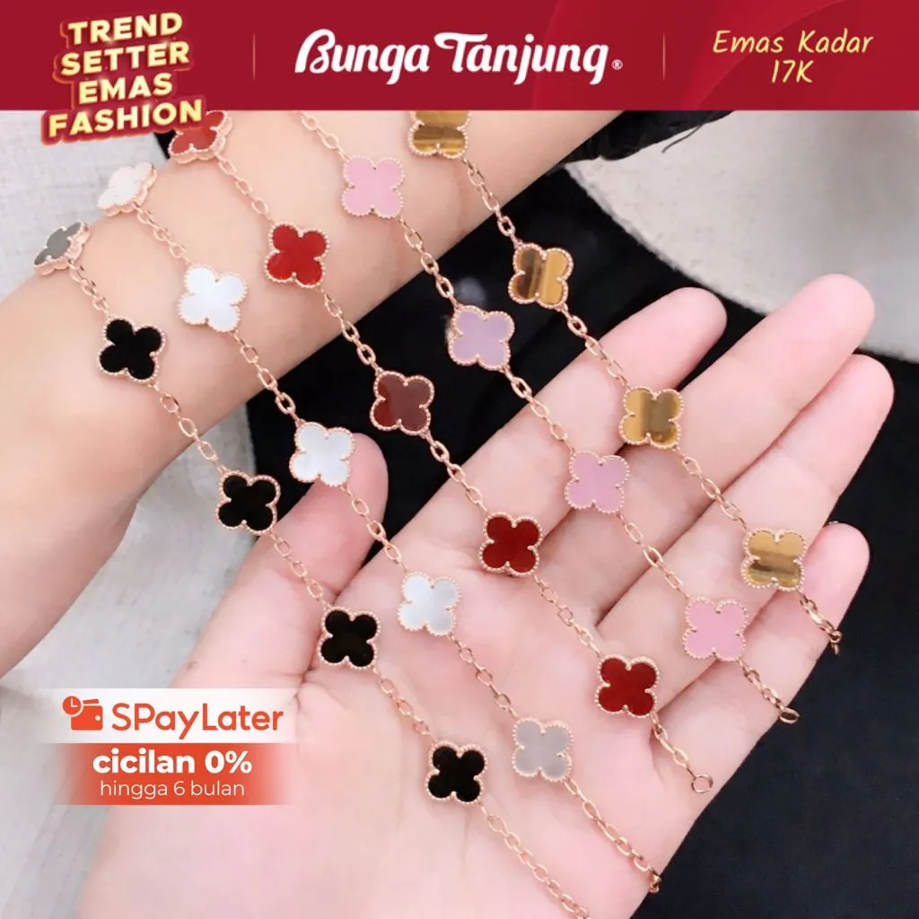 GELANG CLOVER RAINBOW C LY - EMAS 17K - BUNGA TANJUNG GOLD