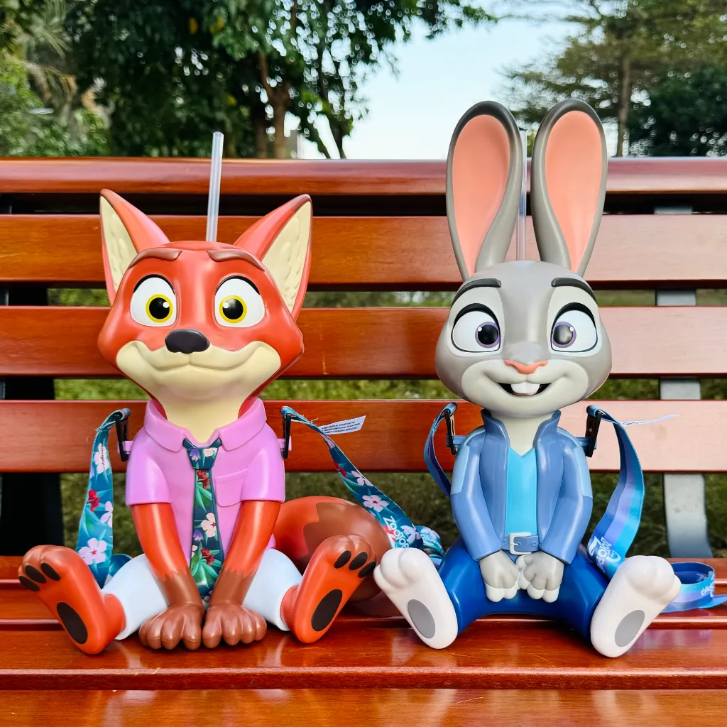 Tumbler 3D Zootopia 2 Nick Wilde Judy Hopps botol minum lucu aesthetic portable termos air panas botol minum anak botol minum anak tumbler anak