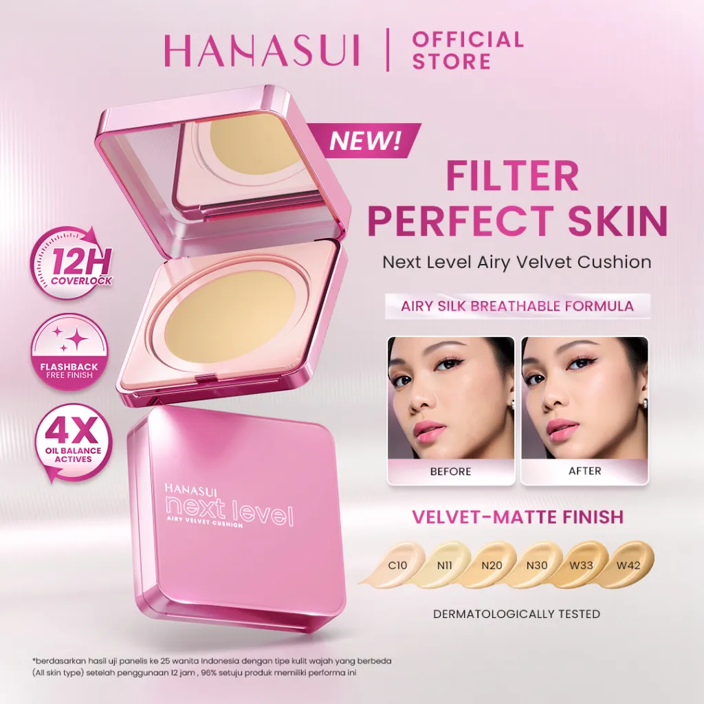 [NEW] Hanasui Next Level Airy Velvet Cushion II Cushion Super Ringan, No Oksidasi, Pori Halus, Spf 50+
