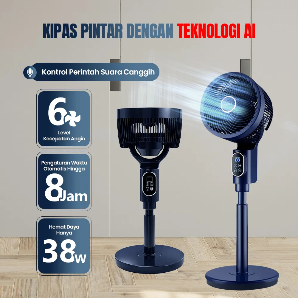 [BARU] Bebek Pintar Kipas Angin Berdiri Inverter DC 6-Kecepatan - Kontrol Suara Pintar Air Cooler Diffuser, Osilasi 3D Pemurnian Ion Negatif, Silent Kipas Angin Acl Pengatur Udara Home Use  Smart Fan
