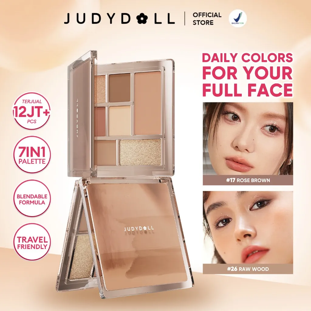 Judydoll Multi Function Full Face Palette - 9gr (Full Face Palette Multifungsi Sebagai Contour Powder, Blush On, Highlighter & Eyeshadow)