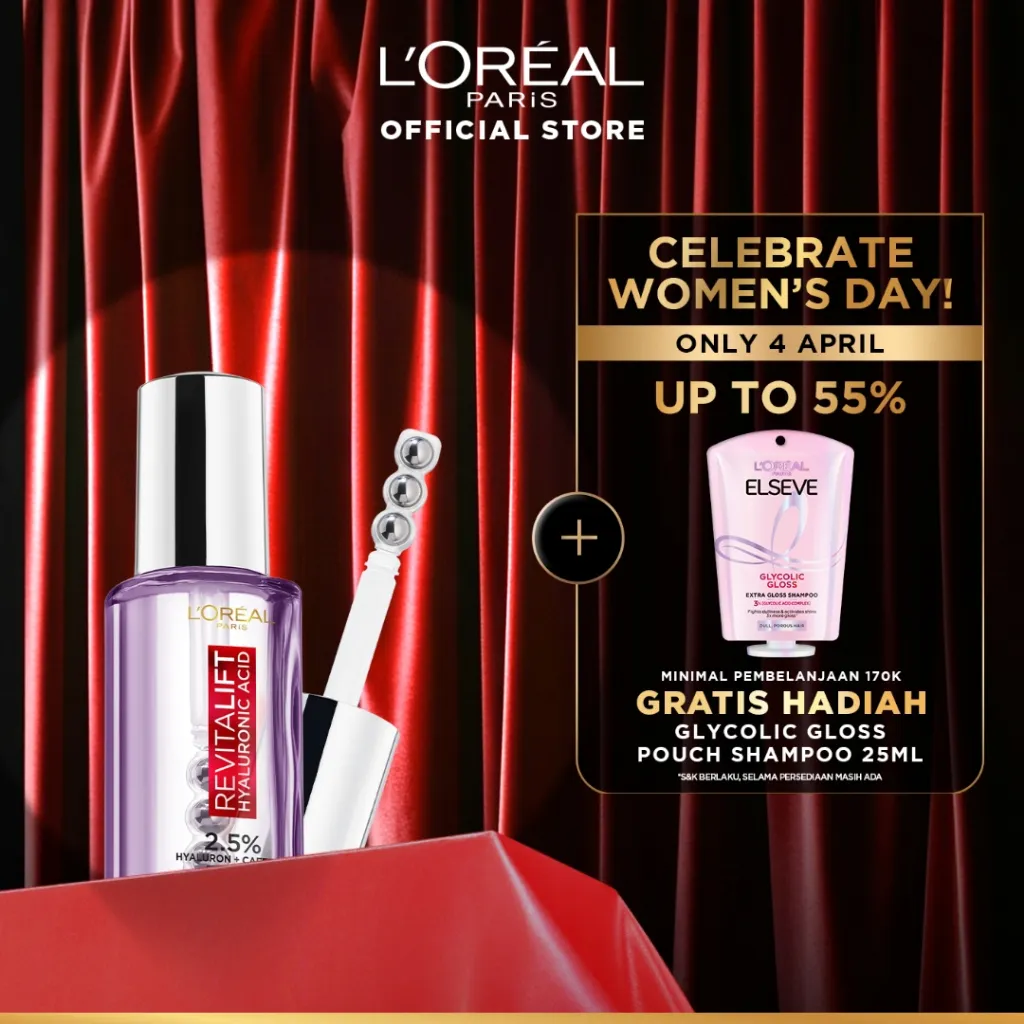 L'Oreal Paris Triple Roller 2.5% Hyaluron + Caffein Eye Serum Skincare - 20ml (Eye Serum dengan Instant Cooling Effect untuk menyamarkan garis halus dalam 2 minggu)